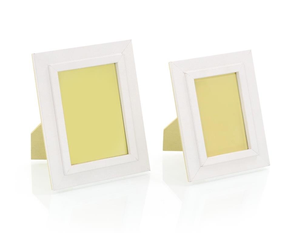 Set of Three Cream Leather Photo Frames - Décor | Elegant Strand