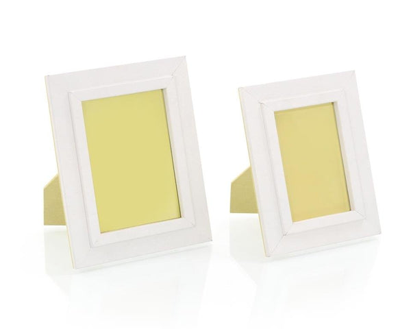 Set of Two White Leather Photo Frames - Elegant Strand